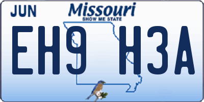 MO license plate EH9H3A