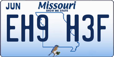 MO license plate EH9H3F