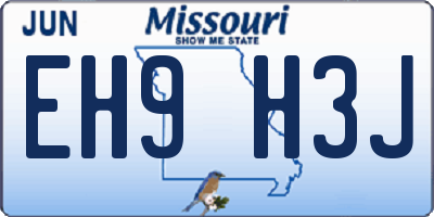 MO license plate EH9H3J