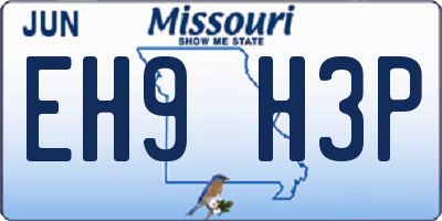 MO license plate EH9H3P