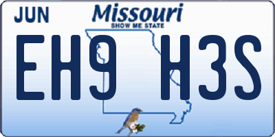 MO license plate EH9H3S