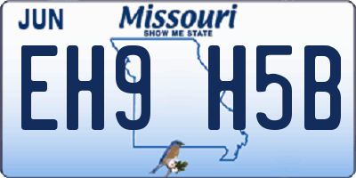 MO license plate EH9H5B
