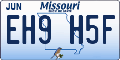 MO license plate EH9H5F