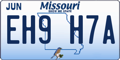 MO license plate EH9H7A
