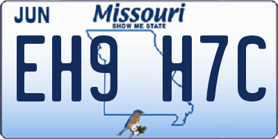 MO license plate EH9H7C