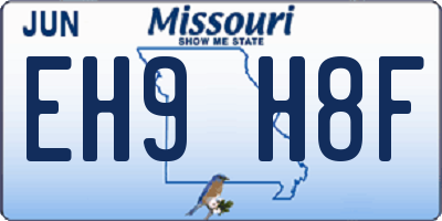 MO license plate EH9H8F
