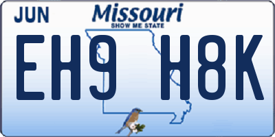 MO license plate EH9H8K