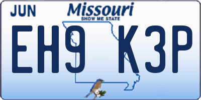 MO license plate EH9K3P