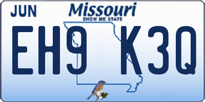 MO license plate EH9K3Q
