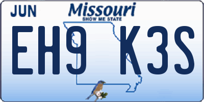 MO license plate EH9K3S