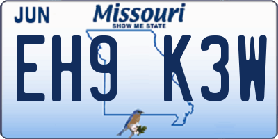 MO license plate EH9K3W