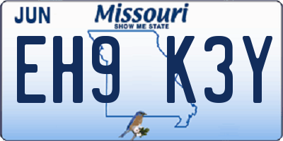 MO license plate EH9K3Y