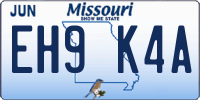 MO license plate EH9K4A
