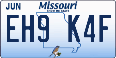 MO license plate EH9K4F