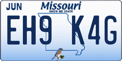 MO license plate EH9K4G