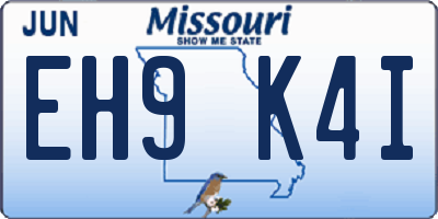 MO license plate EH9K4I