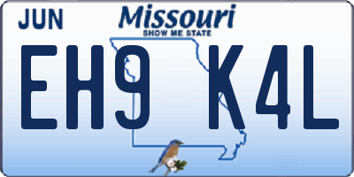 MO license plate EH9K4L