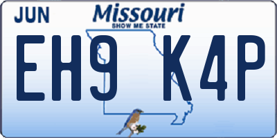 MO license plate EH9K4P