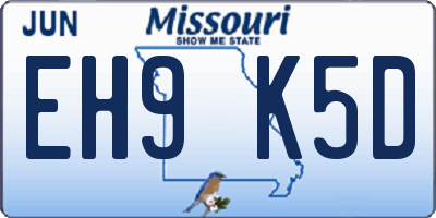 MO license plate EH9K5D