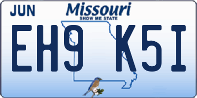 MO license plate EH9K5I