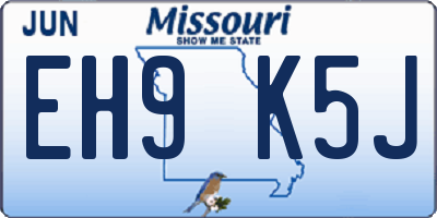 MO license plate EH9K5J