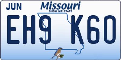 MO license plate EH9K6O