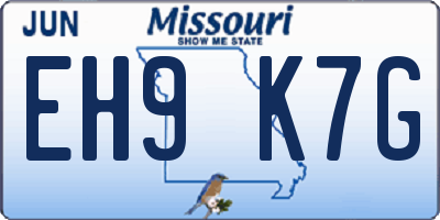 MO license plate EH9K7G