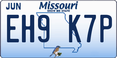 MO license plate EH9K7P