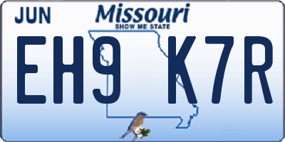 MO license plate EH9K7R