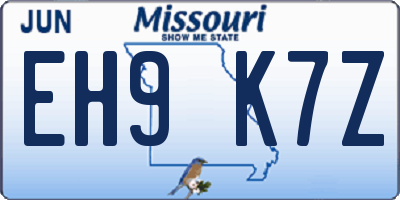 MO license plate EH9K7Z