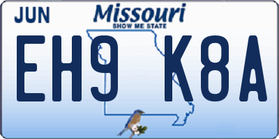 MO license plate EH9K8A