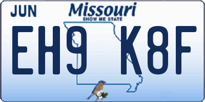 MO license plate EH9K8F