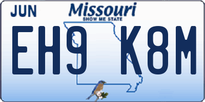 MO license plate EH9K8M