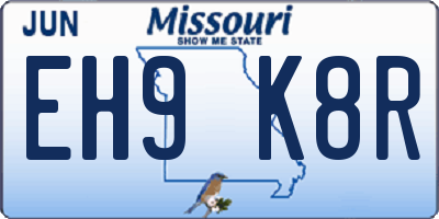 MO license plate EH9K8R