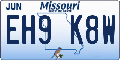 MO license plate EH9K8W