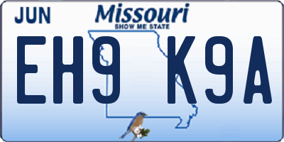 MO license plate EH9K9A