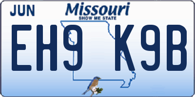 MO license plate EH9K9B