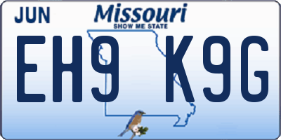 MO license plate EH9K9G