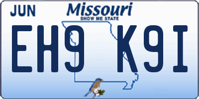 MO license plate EH9K9I
