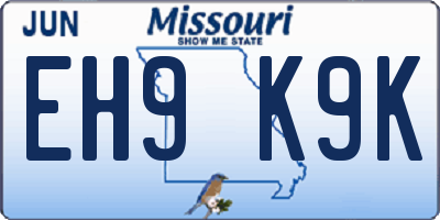 MO license plate EH9K9K