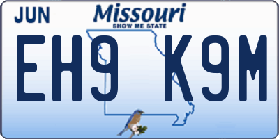 MO license plate EH9K9M
