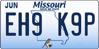 MO license plate EH9K9P