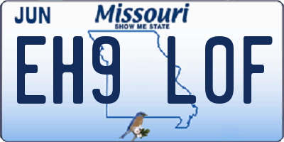 MO license plate EH9L0F