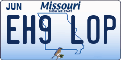MO license plate EH9L0P