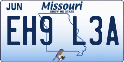 MO license plate EH9L3A