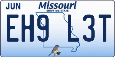 MO license plate EH9L3T