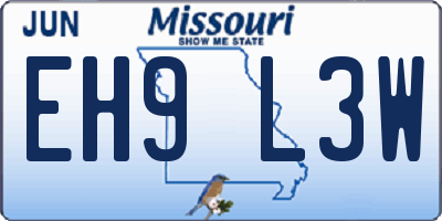 MO license plate EH9L3W