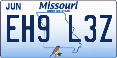MO license plate EH9L3Z