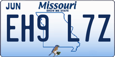 MO license plate EH9L7Z