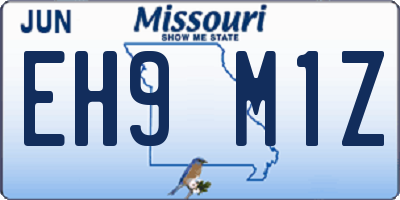 MO license plate EH9M1Z